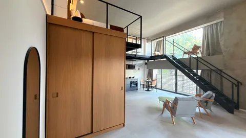 Loft at Heritage X, with a mezzanine and high ceilings