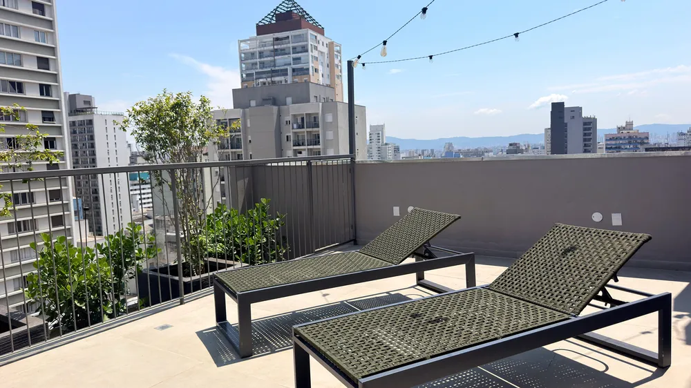 Rooftop at Heritage X, with a view over the city
