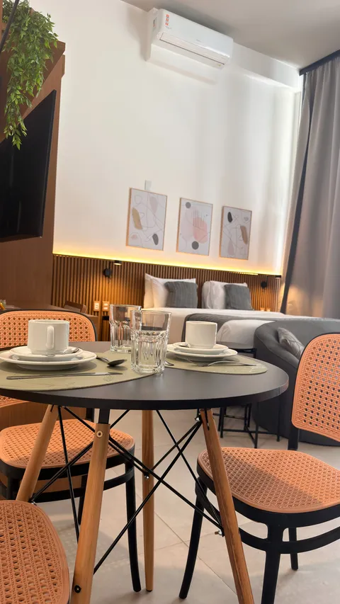 Studio at Heritage X, with a king bed, living area and equipped kitchen